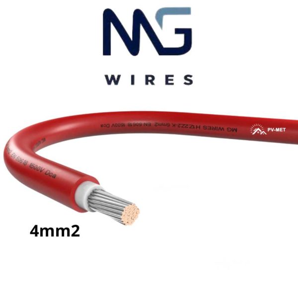 MG Wires 4mm2 bezhalogenowy kabel solarny czerwony